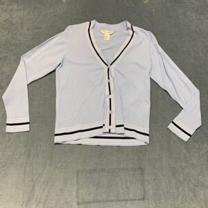 John Paul Richard Uniform Cardigan Sweater Womens Small Blue Winter Button Front
